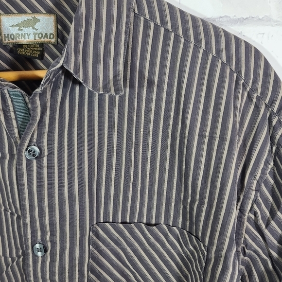 Horny Toad Men's Striped Button Down Shirt, L - Picture 4 of 5